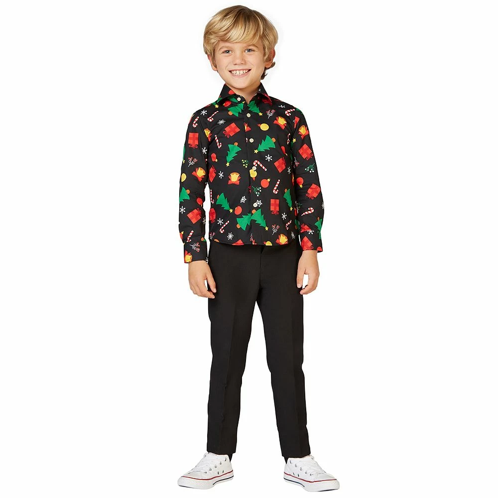 Boys 2-8 OppoSuits Christmas Icons Black Shirt