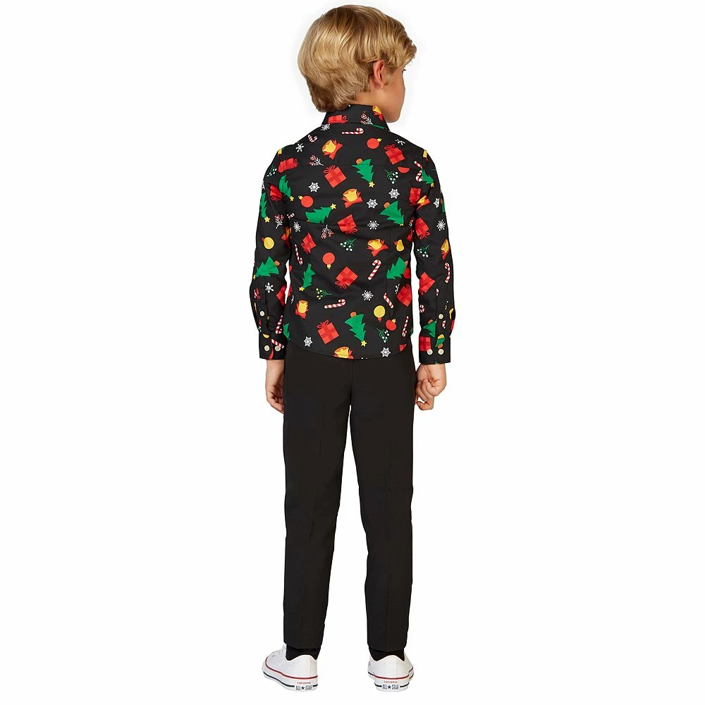 Boys 2-8 OppoSuits Christmas Icons Black Shirt - Image 2