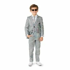 Boys 2-8 OppoSuits Metallic Disco Ball Party Jacket, Pants & Tie Suit Set