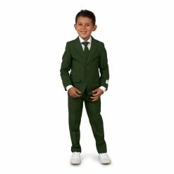 Boys 2-8 OppoSuits Glorious Green Solid Color Jacket, Pants & Tie Suit Set