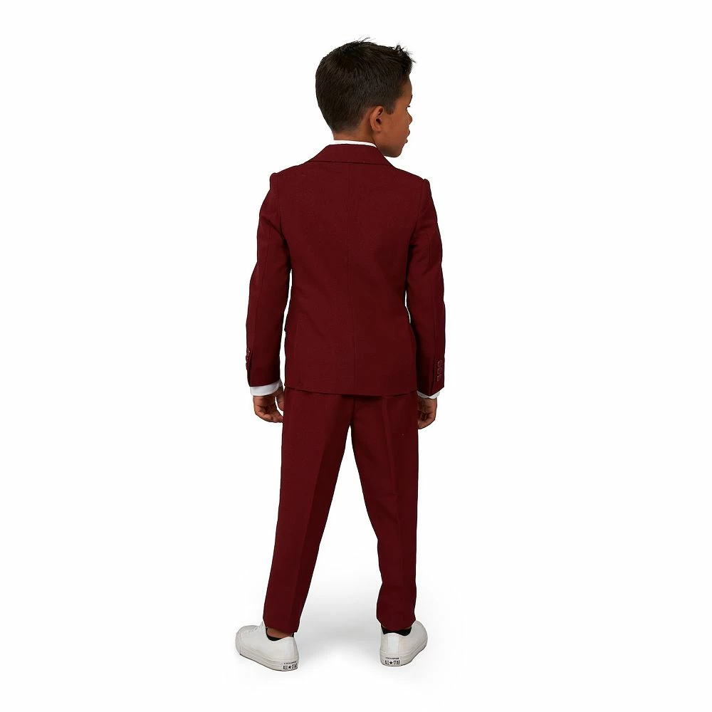 Boys 2-8 OppoSuits Blazing Burgundy Solid Color Jacket, Pants & Tie Suit Set - Image 2