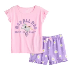 Girls 4-16 Cuddl Duds® Ruffle Detail Tee & Shorts Pajama Set