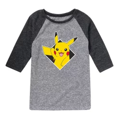 Boys 8-20 Pokemon Diamond Pikachu Graphic Raglan Tee