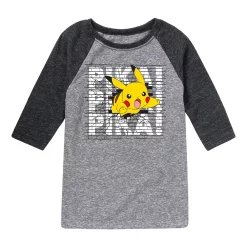 Boys 8-20 Pokemon Pika Wall Graphic Raglan Tee