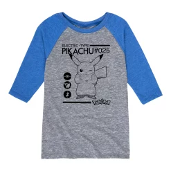 Boys 8-20 Pokemon Electric Type Graphic Raglan Tee