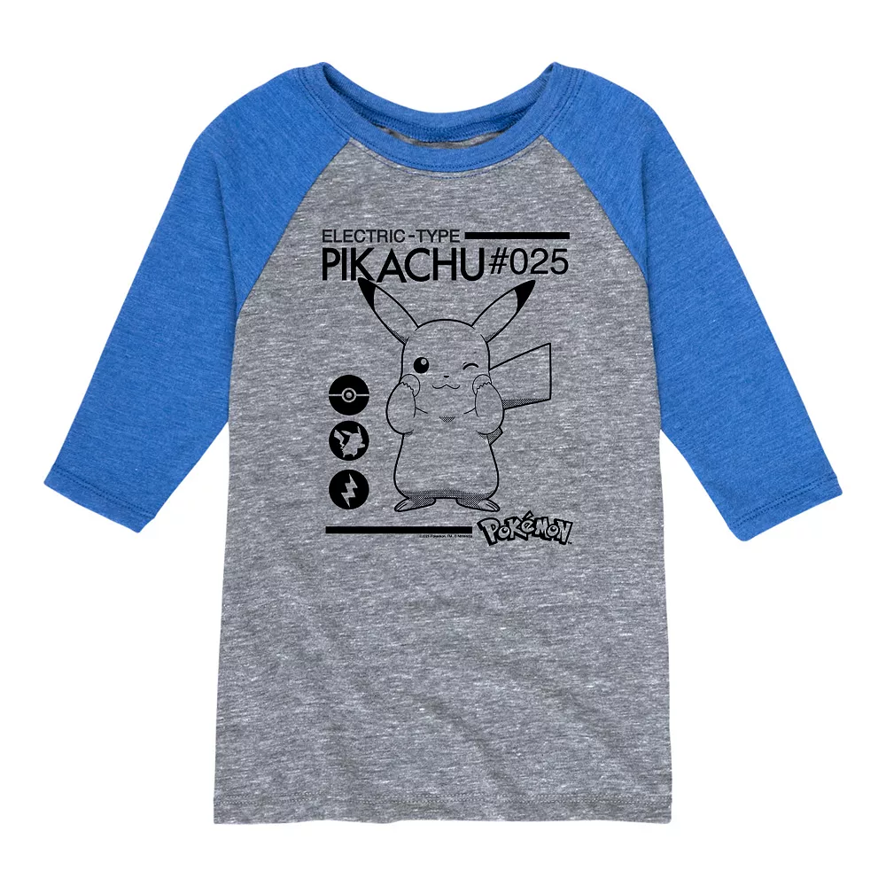 Boys 8-20 Pokemon Electric Type Graphic Raglan Tee