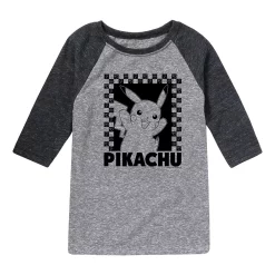Boys 8-20 Pokemon Pika Checkers Graphic Raglan Tee