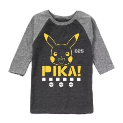Boys 8-20 Pokemon Pika Face Graphic Raglan Tee
