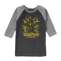 Boys 8-20 Pokemon Pikachu Lighting Graphic Raglan Tee