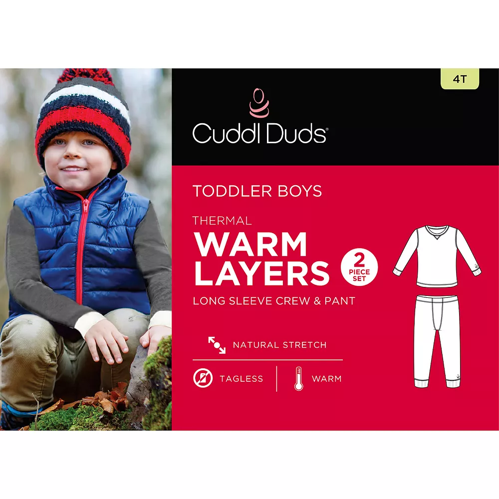 Toddler Boys Cuddl Duds® Buffalo Check Animals Thermal 2-Piece Base Layer Set - Image 2