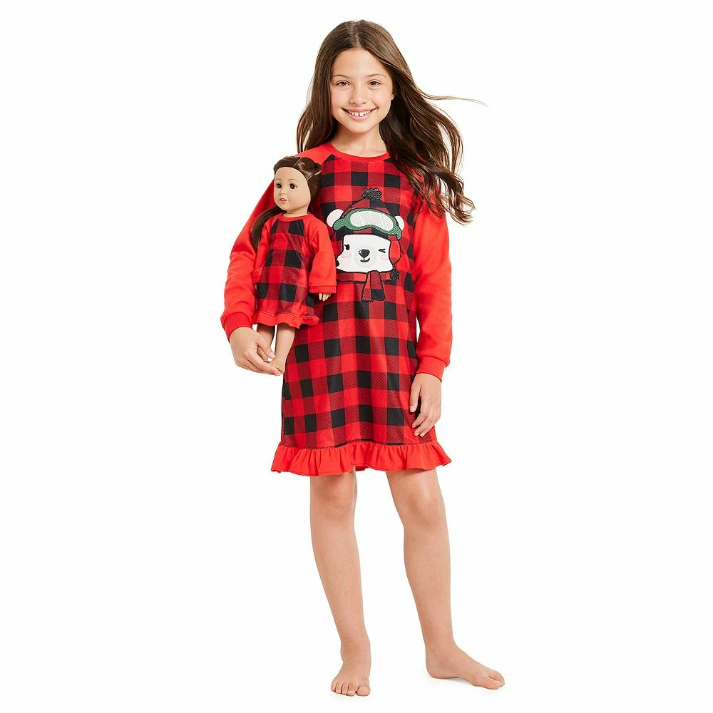 Girls 4-16 Jammies For Your Families® Beary Cool Dolly & Me Nightgown Set by Cuddl Duds® - Image 2