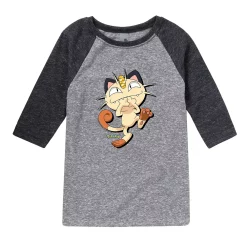Boys 8-20 Pokemon Meowth Shadow Graphic Raglan Tee