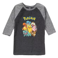 Boys 8-20 Pokemon Character Group Graphic Raglan Tee