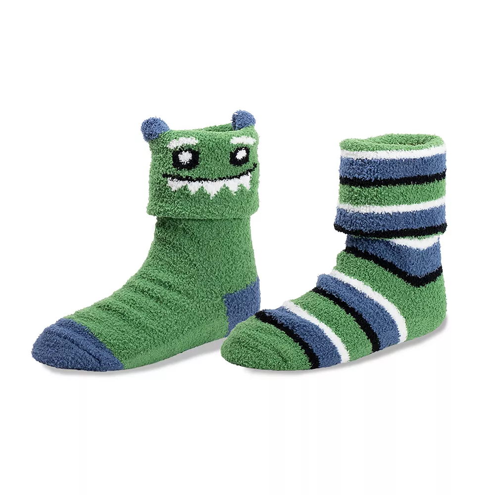 Toddler Boy Cuddl Duds 2 Pack Monster & Striped Socks - Image 2
