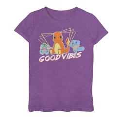 Girls 7-16 Pokemon "Good Vibes" Starters Graphic Tee