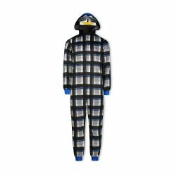 Sleep On It Boys Cool Penguin Zip-Up Hooded Sleeper Pajama with Built Up 3D Character Hood