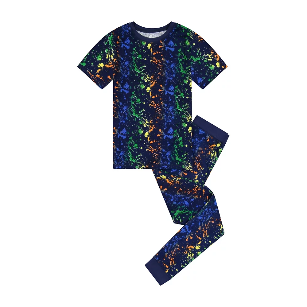 Sleep On It Boys Neon Splatter Super Soft Snug Fit 2-Piece Pajama Sleep Set