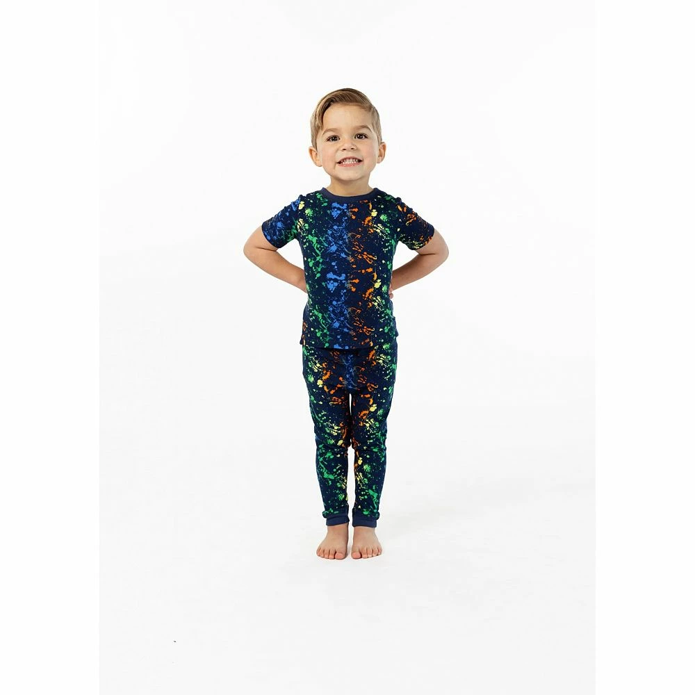 Sleep On It Boys Neon Splatter Super Soft Snug Fit 2-Piece Pajama Sleep Set - Image 2