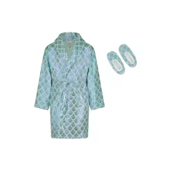 Sleep On It Girls Shining Mermaid Plush Fleece Shawl Collar Robe with Matching Fleece Slippers