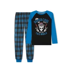 Sleep On It Boys Super Cool Plaid Brushed Jersey 2-Piece Pajama Sleep Set