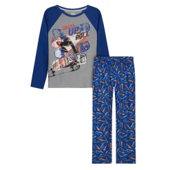 Sleep On It Boys Wake Up & Skate Brushed Jersey 2-Piece Pajama Sleep Set