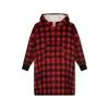 Sleep On It Unisex Red Plaid Wearable Cozy Fleece Blanket Hoodie
