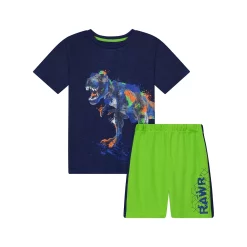 Sleep On It Boys Dino Rawr 2-Piece Pajama Sleep Shorts Set