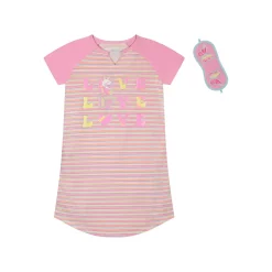 Sleep On It Girls Love Love Love Pajama Sleep Shirt With Matching Sleep Mask