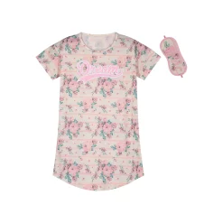 Sleep On It Girls Floral Dreams Pajama Sleep Shirt With Matching Sleep Mask