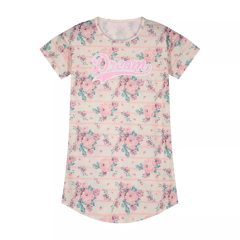 Sleep On It Girls Floral Dreams Pajama Sleep Shirt With Matching Sleep Mask - Image 2