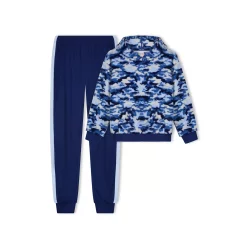 Sleep On It Boys Blue Camo Soft Novelty Fleece 2-Piece Hooded Pajama Sleep Pant Set