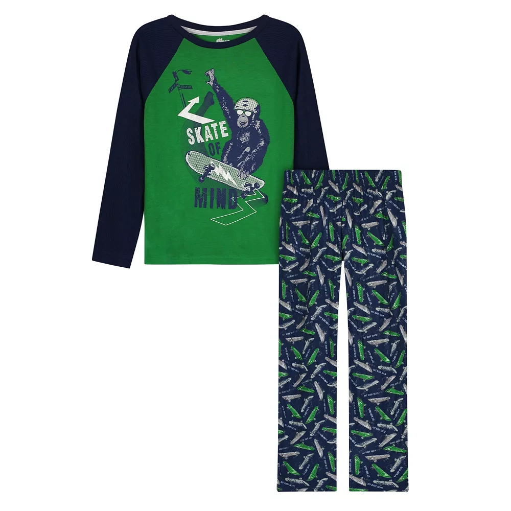 Sleep On It Boys Skate of Mind Brushed Jersey 2-Piece Pajama Sleep Set