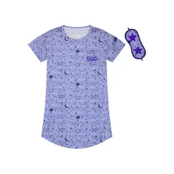 Sleep On It Girls Blue Cosmos Pajama Sleep Shirt With Matching Sleep Mask