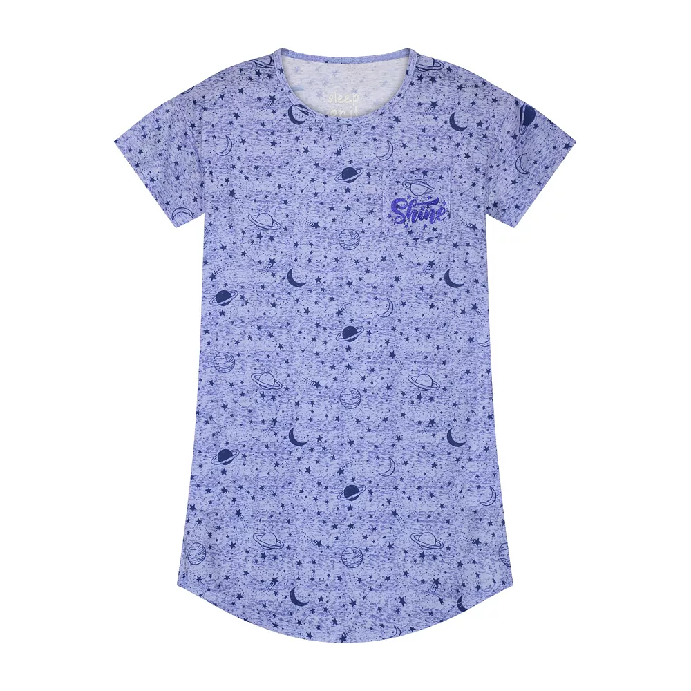 Sleep On It Girls Blue Cosmos Pajama Sleep Shirt With Matching Sleep Mask - Image 4
