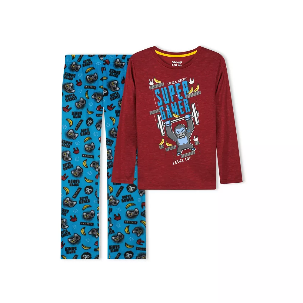 Sleep On It Boys Super Gamer Soft Fleece 2-Piece Pajama Sleep Set