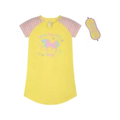 Sleep On It Girls Unicorn Magic Pajama Sleep Shirt With Matching Sleep Mask