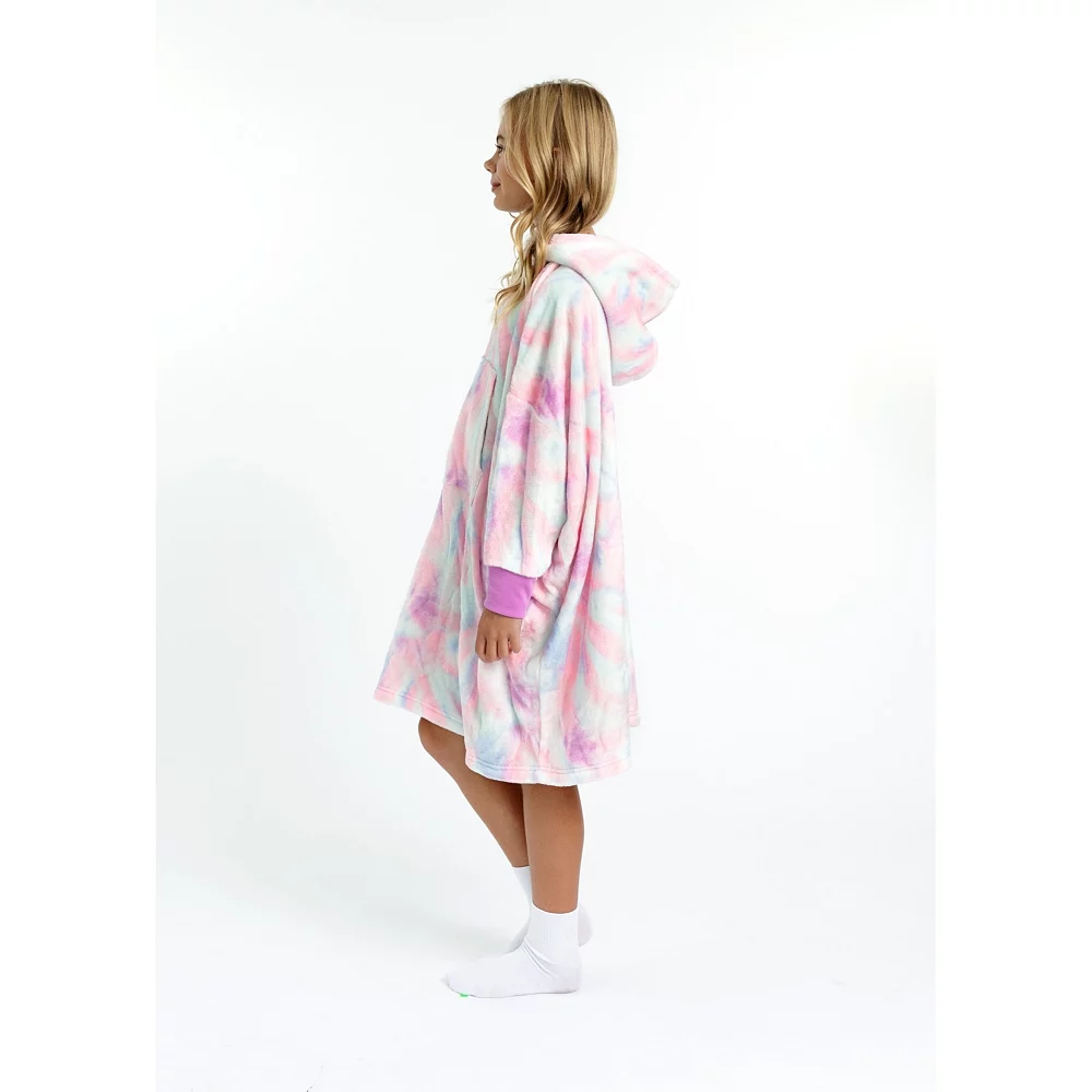 Sleep On It Girls Tie Dye Wearable Cozy Fleece Blanket Hoodie - Image 3