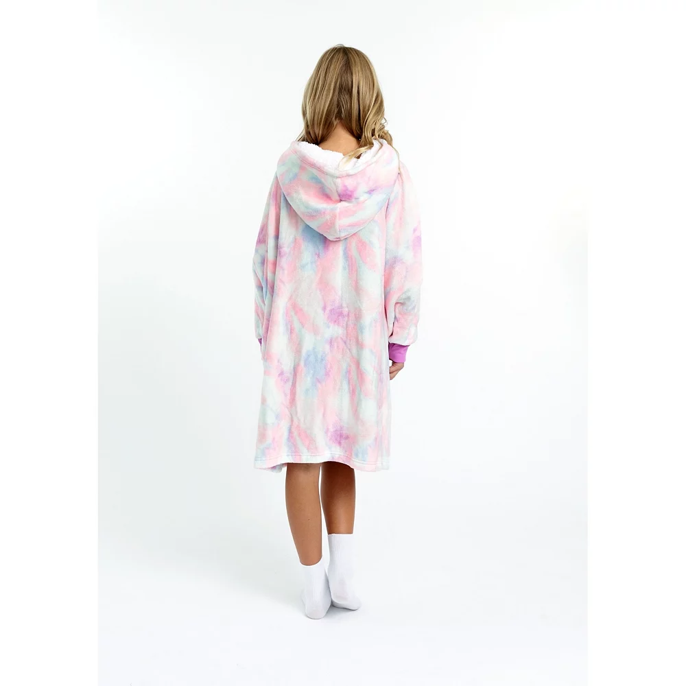 Sleep On It Girls Tie Dye Wearable Cozy Fleece Blanket Hoodie - Image 4