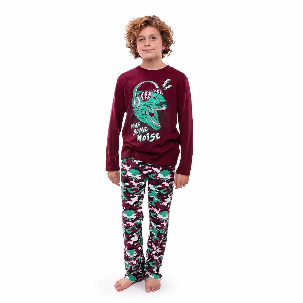 Sleep On It Boys Loud Dino Brushed Jersey 2-Piece Pajama Sleep Set - Image 2