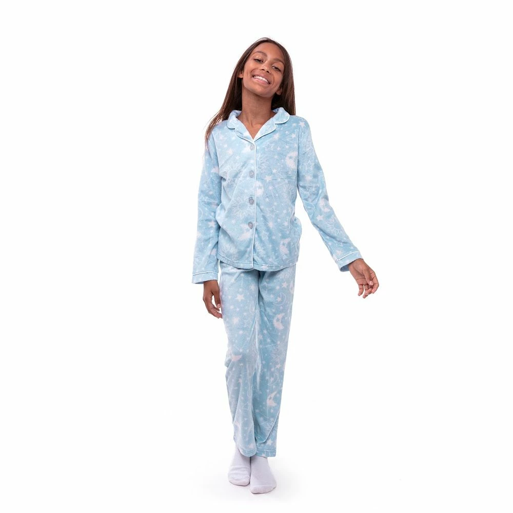 Sleep On It Girls Celestial 2-Piece Button Up Fleece Coat Pajama Sleep Set - Image 2
