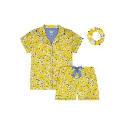 Sleep On It Girls Sunshine Poppy 2-Piece Coat Pajama Sleep Set With Matching Scrunchie