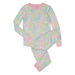 Sleep On It Girls Rainbow Leapord Super Soft Snug Fit 2-Piece Pajama Sleep Set