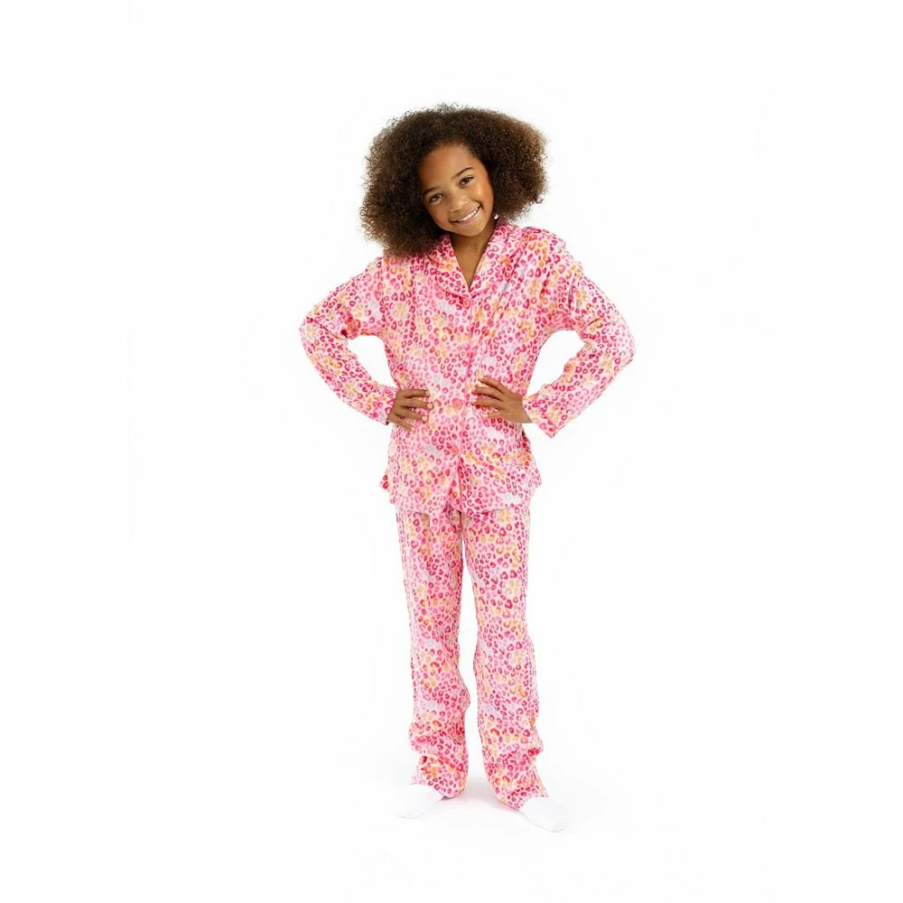 Sleep On It Girls Leopard 2-Piece Button Up Fleece Coat Pajama Sleep Set - Image 4