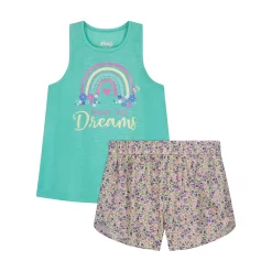 Sleep On It Girls Follow Your Dreams Rainbow 2-Piece Tank Pajama Shorts Sleep Set