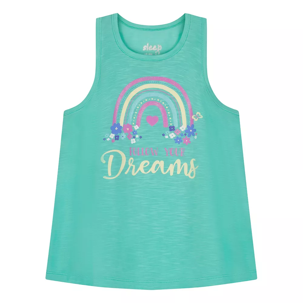 Sleep On It Girls Follow Your Dreams Rainbow 2-Piece Tank Pajama Shorts Sleep Set - Image 4