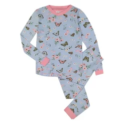 Sleep On It Girls Elegant Butteflies Super Soft Snug Fit 2-Piece Pajama Sleep Set