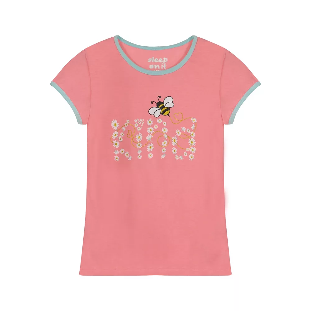 Sleep On It Girls Bee Kind 2-Piece Pajama Shorts Sleep Set - Image 4
