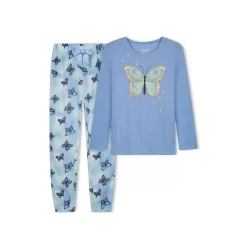Sleep On It Girls Gold Butterfly Soft Fleece 2-Piece Pajama Sleep Set