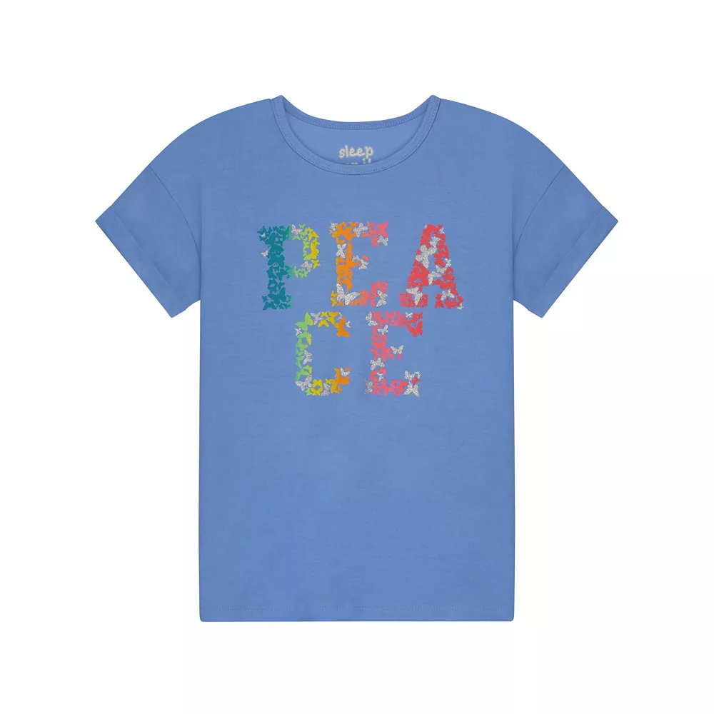 Sleep On It Girls Butterfly Peace 2-Piece Pajama Shorts Sleep Set - Image 4