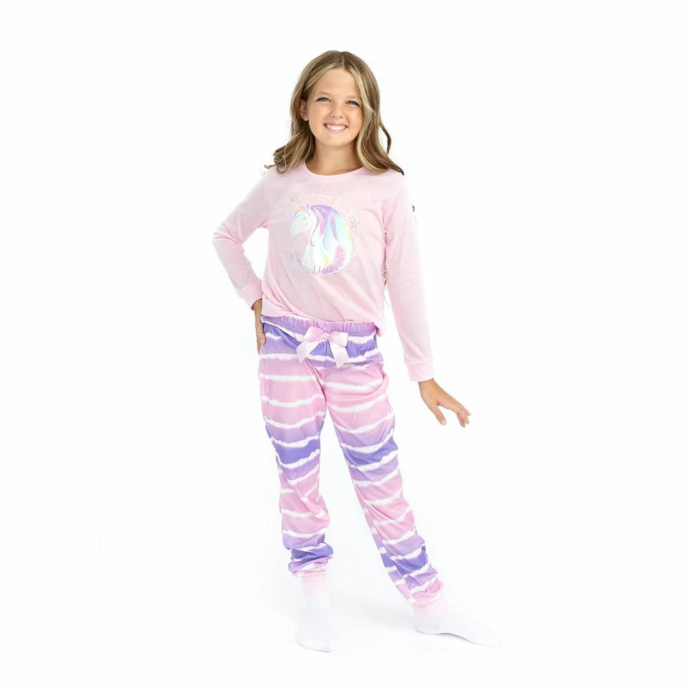 Sleep On It Girls Unicorn Dreamer Brushed Jersey 2-Piece Pajama Sleep Set - Image 4